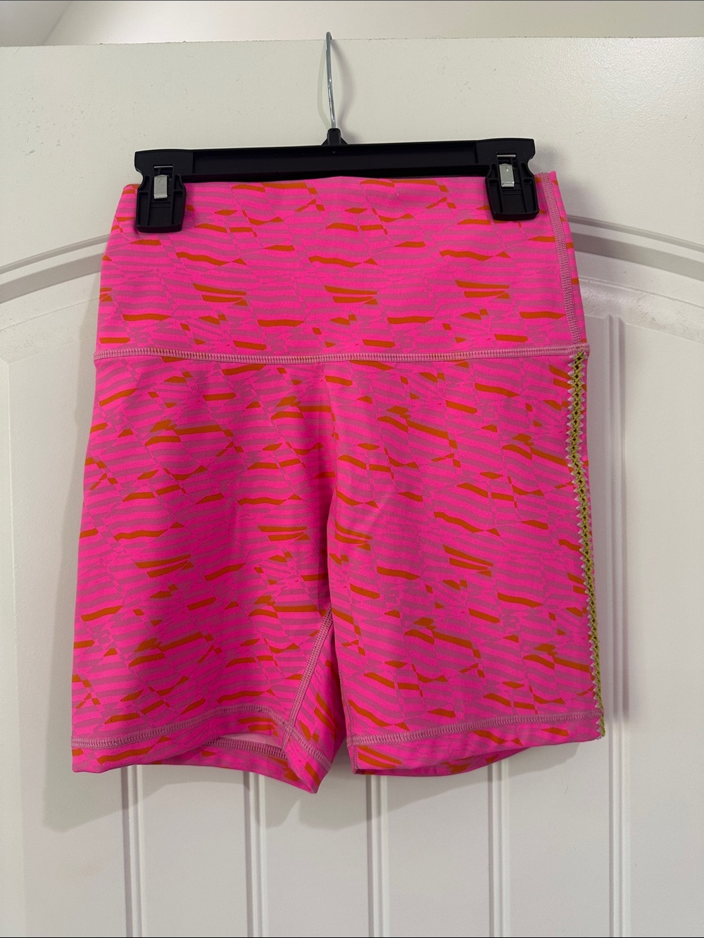 High-Waist Pink Patterned Women’s Bike Shorts